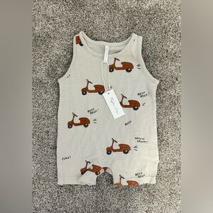 Rylee + Cru Cream Romper with Brown Scooter Print
